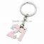 professional metal custom diamond logo keychain rhinestone B shape keyring