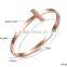 <<< Have In stock!!! High Quality Titanium Steel Opened Cross Rose Gold Cross Bracelet Bangle