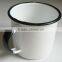 white color metal enamel mug