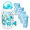 Outdoor Colorful Printing 1 Gallon Plastic Water Dispenser w/ Valve - 4 Extra Cups