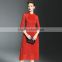 Elegant lady lace hollow out embroidery A-line pleated fold lace dress