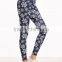 Navy Snowflake Print Leggings Polyester Spandex Outwear Sublimation Print Skinny Gym Jogger Customized Long Pants