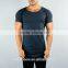 Custom 96% Cotton 4% Elastane Scoop Neck T Shirt for Men Longline Short Sleeve Curved Hem T Shirt Wholesale Blank Streetwear