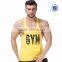 GYM text printing long tank tops for men cheap mens long tank tops