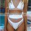 white bandage swimwear bikini/chenc morning see through zipper bikini swimwear/ fancy bikini set swimwear beachwear