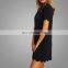 Sexy Plain Black Scalloped Hem Sexy Dress Round Neck Midi Casual Dress