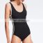 MIKA72029 Summer Black Contrast Binding Side Striped Tank Bodysuit For Women