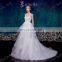 Latest Design Dress Plunge V Neckline Lace Appliqued Tulle Backliess Bridal Wedding Gown