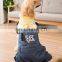 Striped suspenders big dog thick large dog Husky Samoyed wear Denim big dog clothes