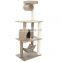 High-end 140cm height tall cloth cat climbing tree frame sisal cat scratching tree with cat nest