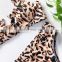 Women's Hot Leopard Print Split High Waist Swimsuit Metal Ring Bikini Swimsuit