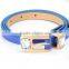 Children skinny shinny PU waist belt with big stone attached buckle