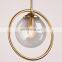 Tonghua Vintage LED Round Glass Shell Plastic Lamp Holder  Metal Ring Pendant Light Modern Gold Home Ceiling Lamp