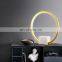Golden Circle LED Desk Lamp With Marble Base Table Light Luxury Home Decoration Bedroom Bedside Night Light