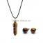 Big Promotion Black Agate Natural Stone Bullet Necklace Earrings Jewelry Set SMJ0166