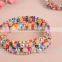 Fashion Rainbow Elastic Multilayers Square Pearl Wood Beads Bracelet Dancing Bangle