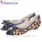 Comfortable leopard print open toe women flat shoes