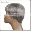 wholesale price 44# popular color 100% virgin hair short style grey hair wig