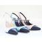 Soft sole genuine leather women sandals back up strip pointed toe middle heel shoes