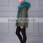 Solid Color Fox Fur Lined Parka With Real Raccoon Fur Hood Collar Supplier's Choice