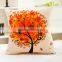 Fresh Style Life Tree Print Linen Cotton Cushion Cover Sofa Car Pillow without core