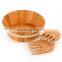 Acacia Wooden Bowls with color ring outside, wood salad bowls