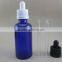 1oz blue Glass eliquid dropper bottle with childproof cap