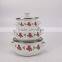 3Pcs Decal Printing Pink Rose Enamel Casserole Set Flowers