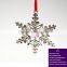 14K gold Plated Metal Xmas star shape snowflake ornament with pink crystals from Swarovski