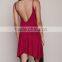 Burgundy dress 2016 latest cami jersey leak back tunic top HST3593