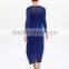 Patchwork summer dark blue ransparent women folding dress