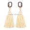 Bohemian jewelry big crystal gems with tassel drop earrings for women