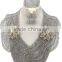 Gold Tone 14layers Grey Crystal Beads Brooches Nigerian Jewelry Set