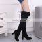 B22416A Plus sizes women boots Europe Knee Boots lace-up nubuck leather heels boots