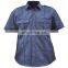 Men's Light Blue PolyCotton Short Sleeve Work Shirts With Epaulet
