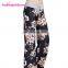 New Style High Quality Wide Leg Pants Women Black Print Floral Harem Pants