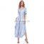 Kate Kasin Womens Loose Comfortable Short Sleeve V-Neck Tie Dye Casual Maxi Dress KK000701-2