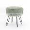 Customized modern and fashion  green faux fur pouf foot stool ottoman with metal legs for living room