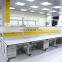 Laboratory furniture chemical resistant steel table work bench with movable cabinet
