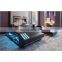 L shaped 5 seat LED lights modern home furniture sectional leather sofa couch living room sofa set