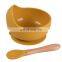 Baby Bowl Spoon Silicone Tableware Children's Wooden Handle Silicone Spoon Children's Suction Cup Baby Silicone Bowl