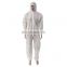 Cheap PP Protection Coverall White Lightweight Safety Hooded Overalls