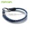 Topearl Jewelry Blue Double Strand Braided Rope Stainless Steel Clasp Bracelet MEB168