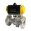 COVNA DN150 6 inch 3 Way Double Flanged Stainless Steel Ball Valve with Pneumatic Actuator Air Control Flange Ball Valve