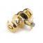Gold color steel round knob interior tubular door lock for home security with 3 brass keys