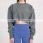 New Casual Loose Custom Logo Long Sleeve Gym Sports Pullover Sweatshirt Women Gym Fitness Sports Short Yoga Crop Top