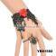 Exquisite Rose Embellished Hollow Pendant Lace Bracelet With Fringed Ring For Women
