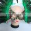 New Products 2016 Venetian Green Cock Feather Mask With Cloth Halloween Mask For Party And Stage Decoration