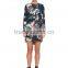 Lady's silk crepe de chin digital printed long sleeve fashion dress