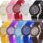 Custom LOGO geneva watch,silicone quartz wrist watches for woman